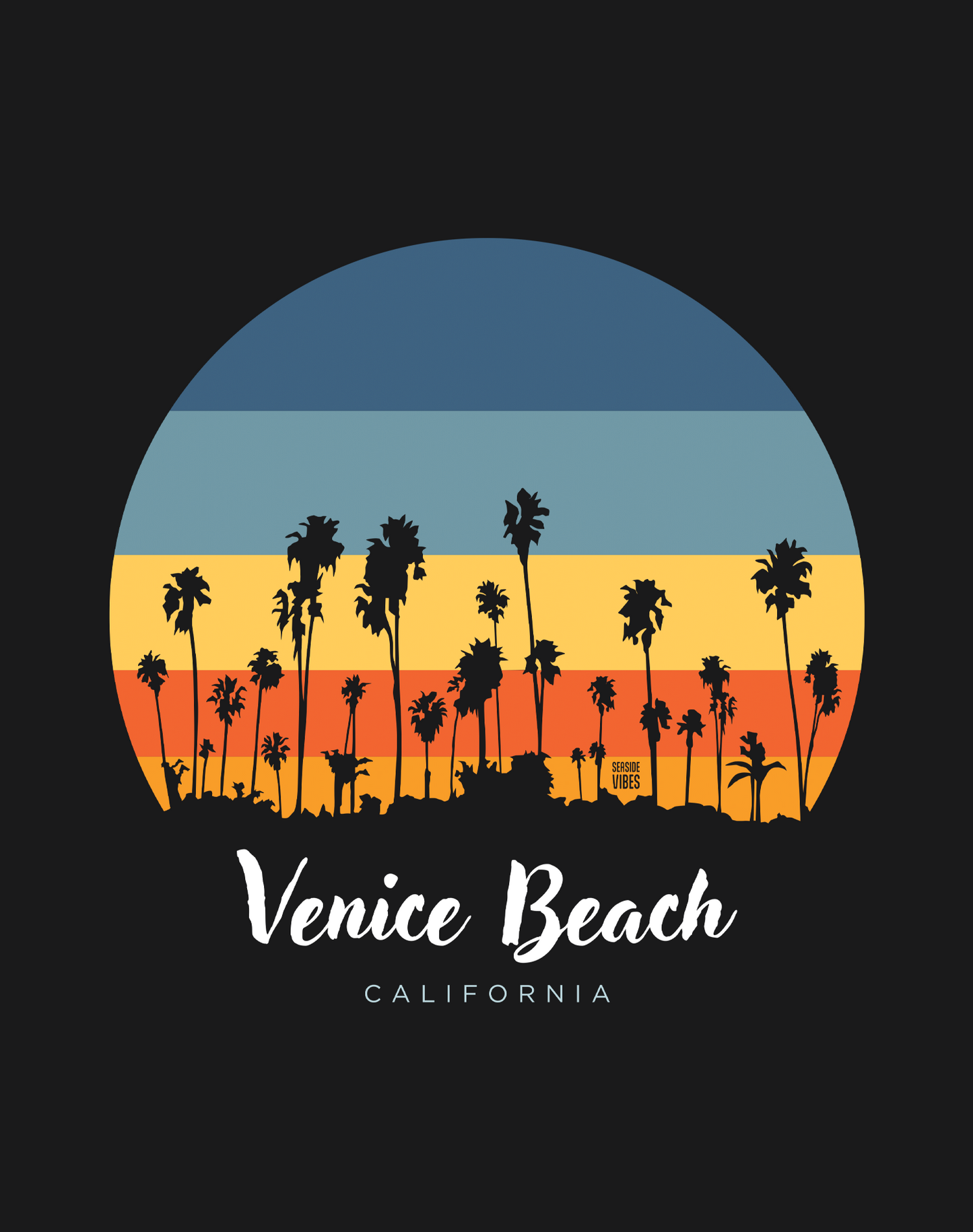 Unisex: Venice Beach Sunset Tee - 100% Cotton | Black