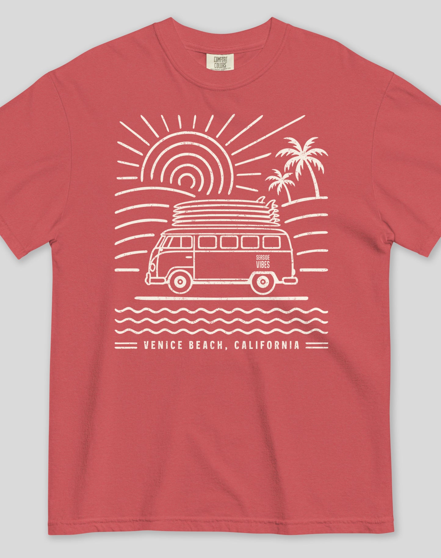 Unisex: Endless Summer Venice Beach Tee - 100% Cotton | Crimson