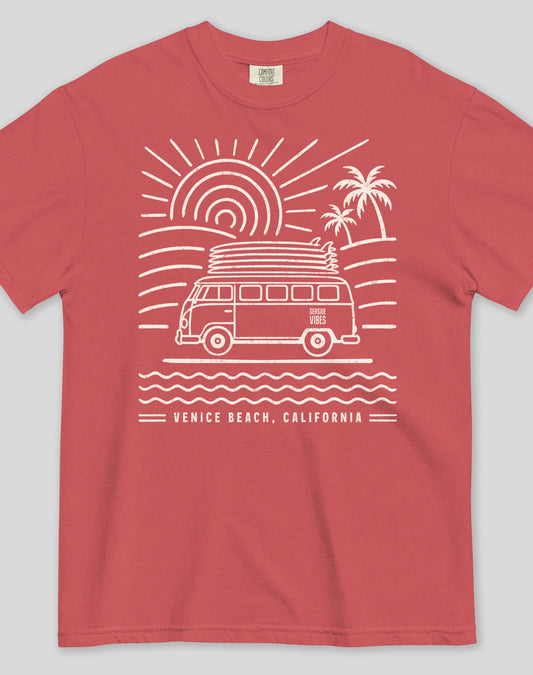 Unisex: Endless Summer Venice Beach Tee - 100% Cotton | Crimson