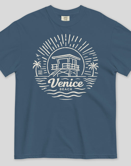 Unisex: Venice Beach Sunrise Session Tee - 100% Cotton | Midnight