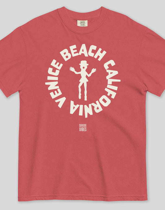Unisex: Venice Beach Ballerina Clown Tee - 100% Cotton | Crimson