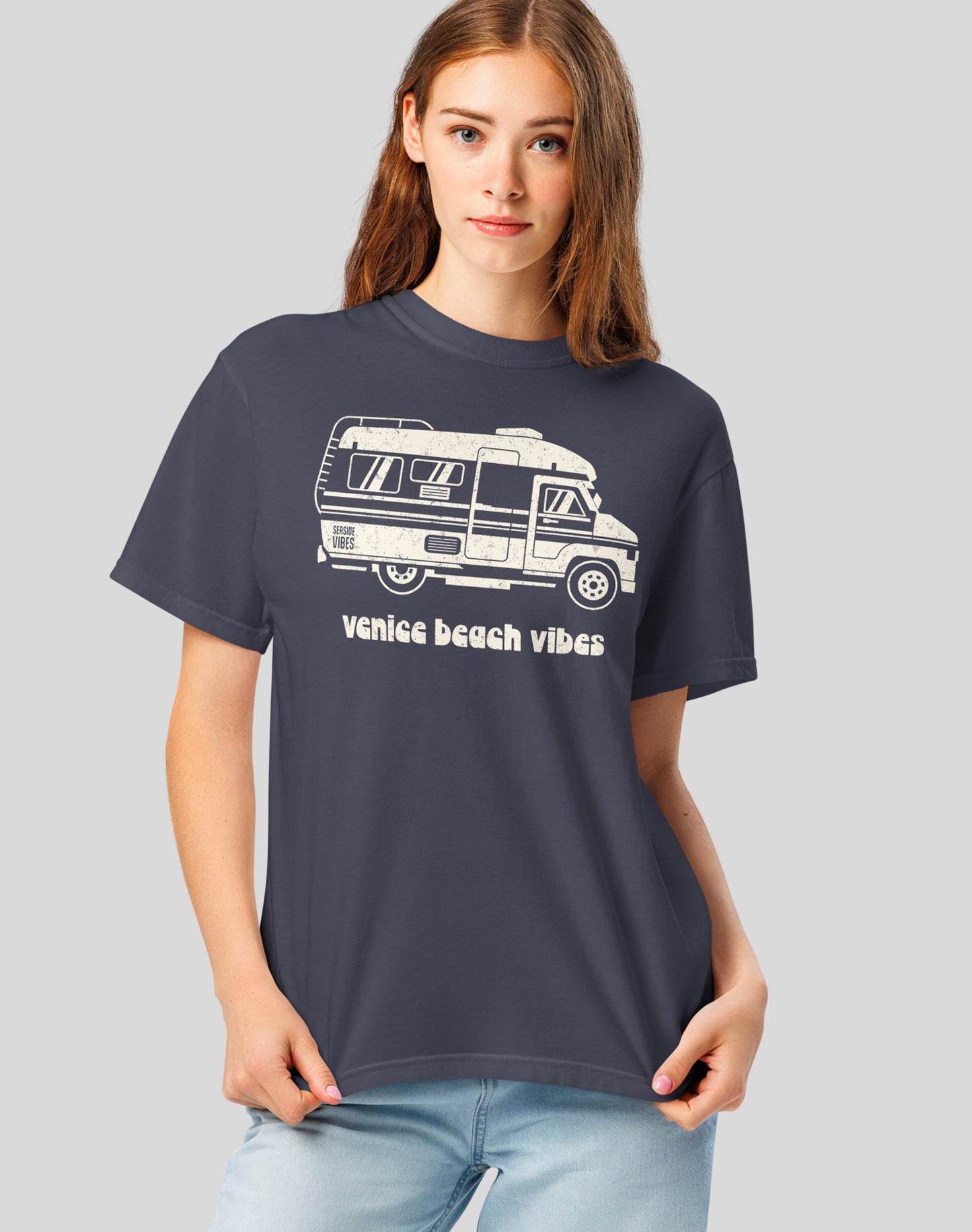Unisex: Venice Beach Vibes Tee - 100% Cotton | Navy