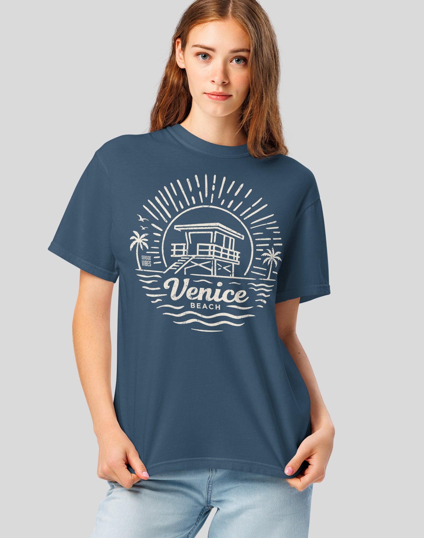 Unisex: Venice Beach Sunrise Session Tee - 100% Cotton | Midnight