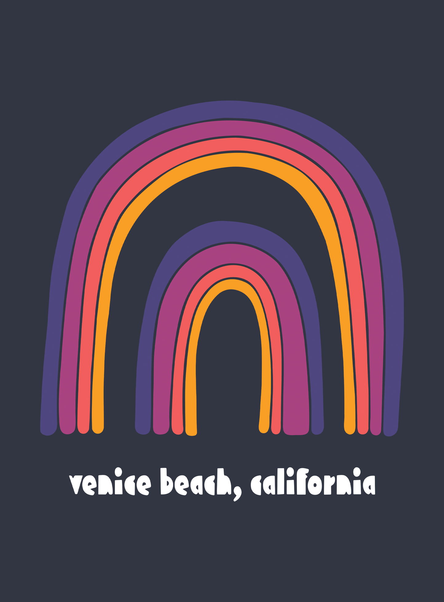 Unisex: Venice Beach Double Rainbow Tee - Heather Navy