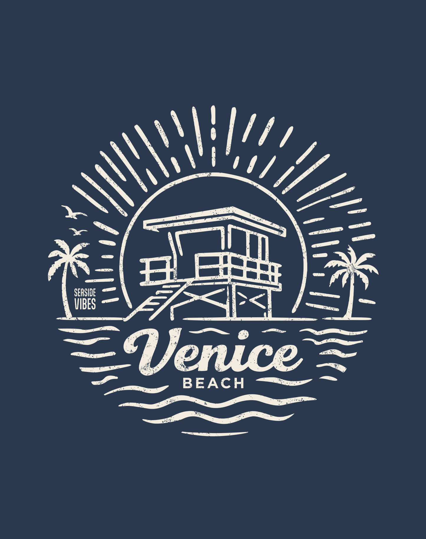 Venice Beach Sunrise Session Tee - Cotton Blend | Midnight Navy