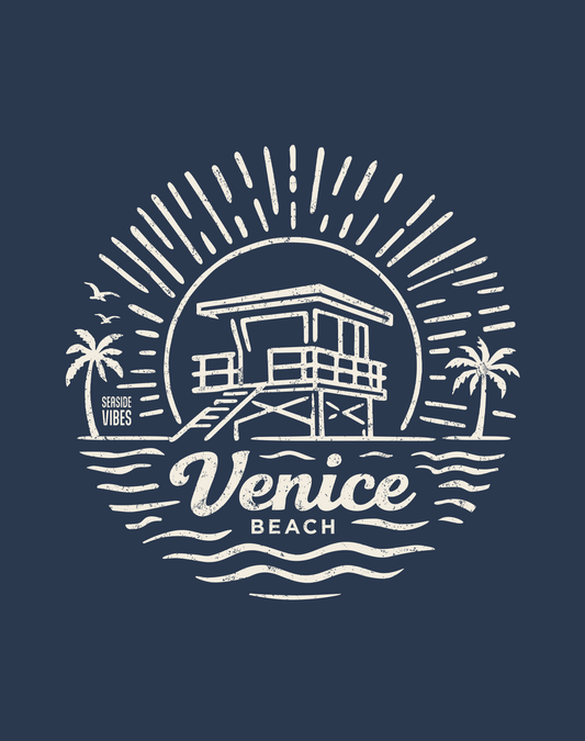 Venice Beach Sunrise Session Tee - Cotton Blend | Midnight Navy