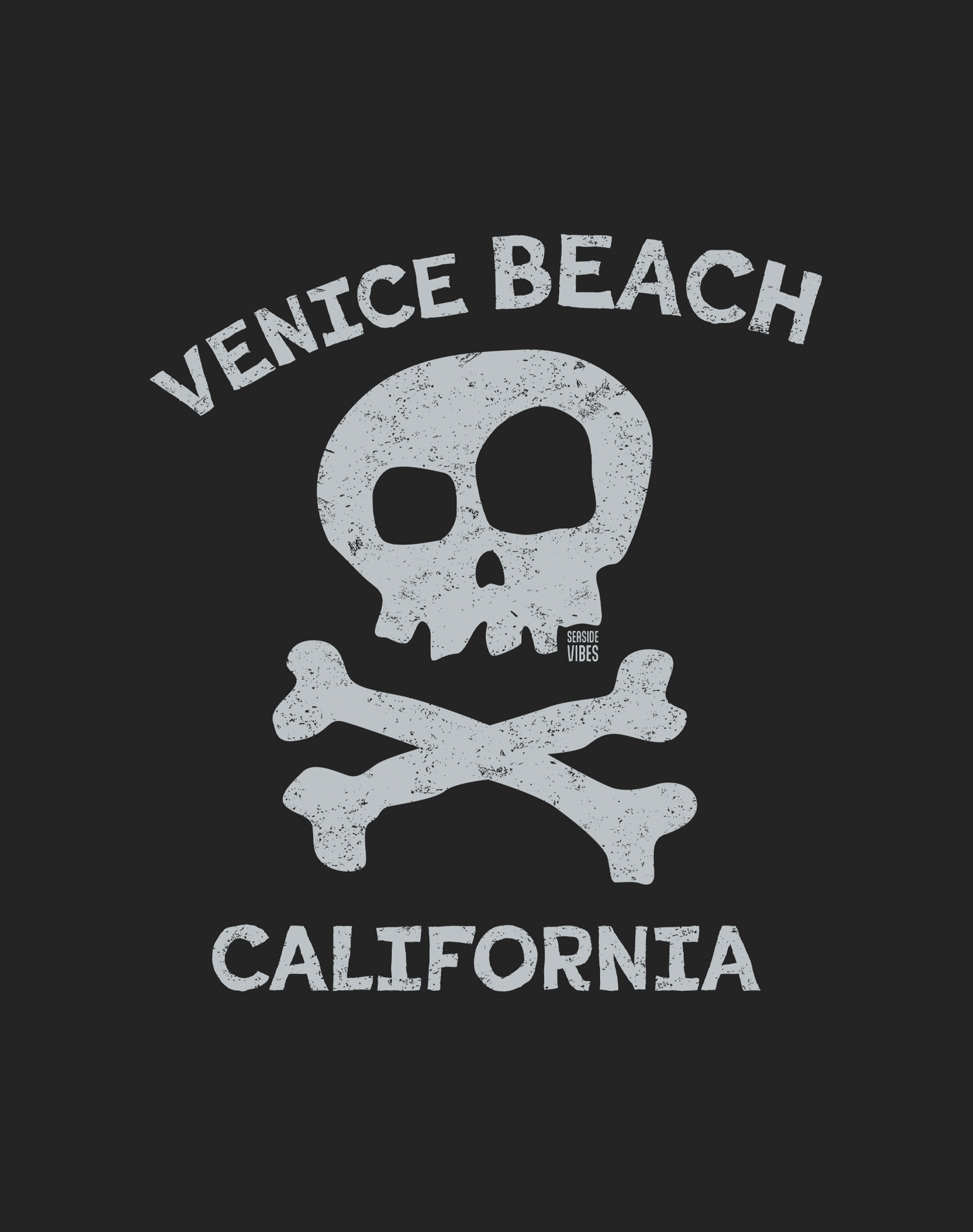 Venice Beach Skull & Bones Tee - Cotton Blend | Charcoal