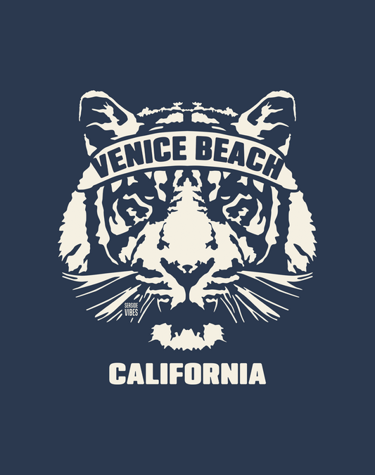 Venice Beach Tiger Ambush Tee - Cotton Blend | Midnight Navy