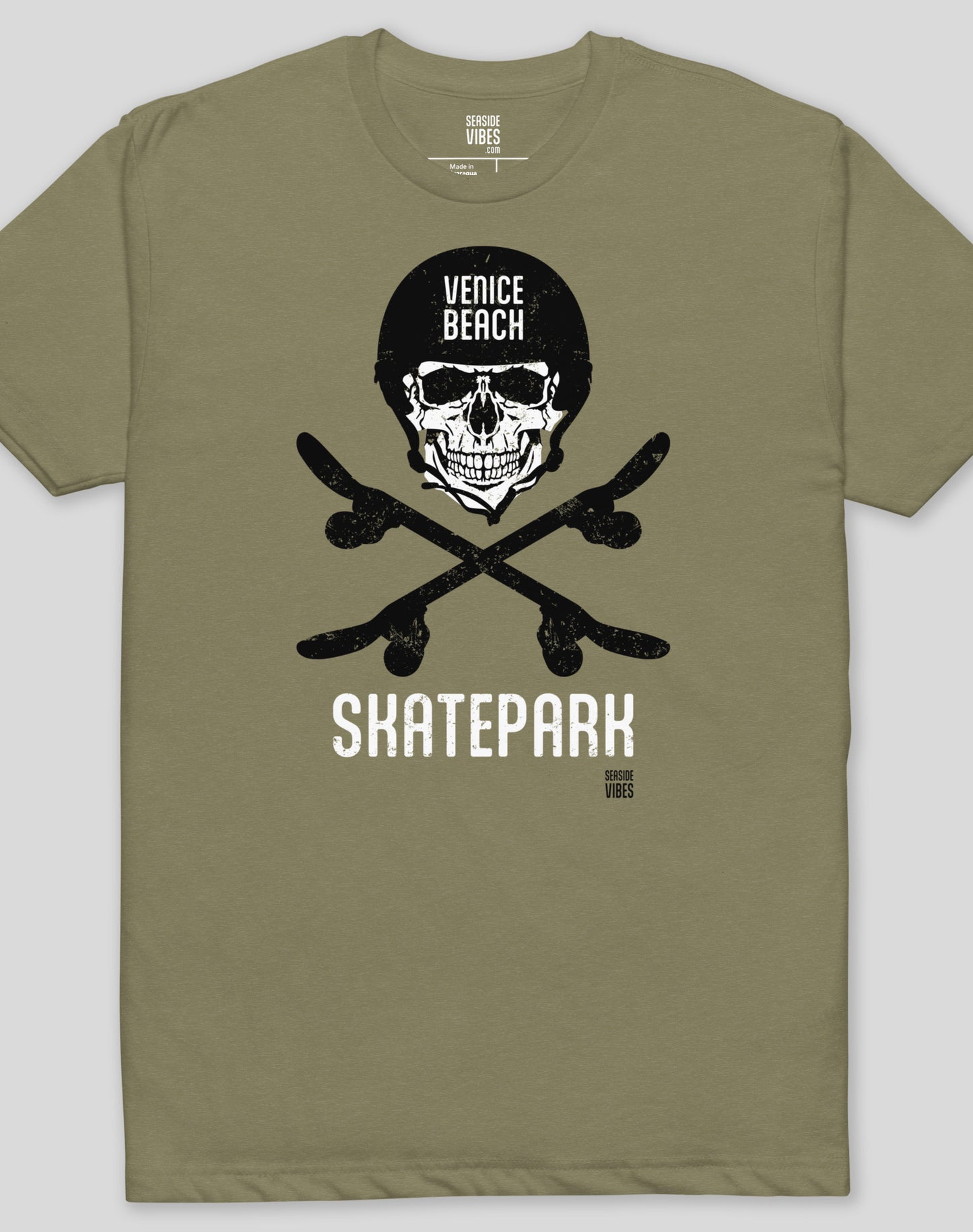 Venice Beach Sk8 or Die Tee - Cotton Blend | Military Green