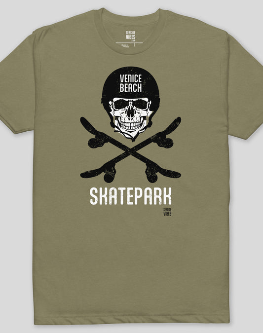 Venice Beach Sk8 or Die Tee - Cotton Blend | Military Green