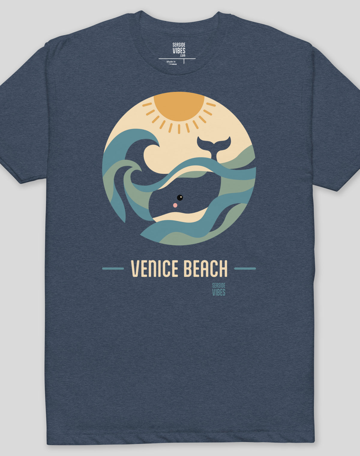 Venice Beach Whale Sunset Tee - Cotton Blend | Midnight Navy