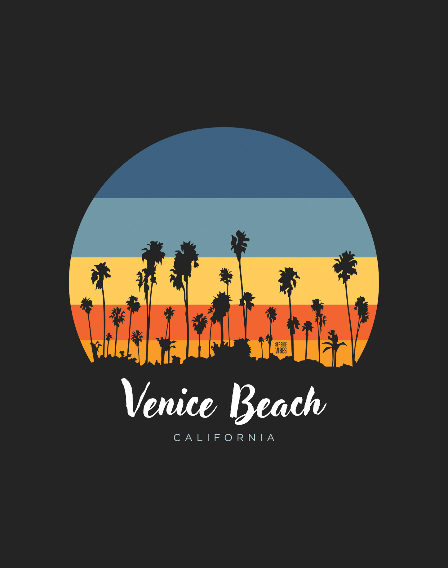 Venice Beach Sunset Tee - Cotton Blend | Charcoal