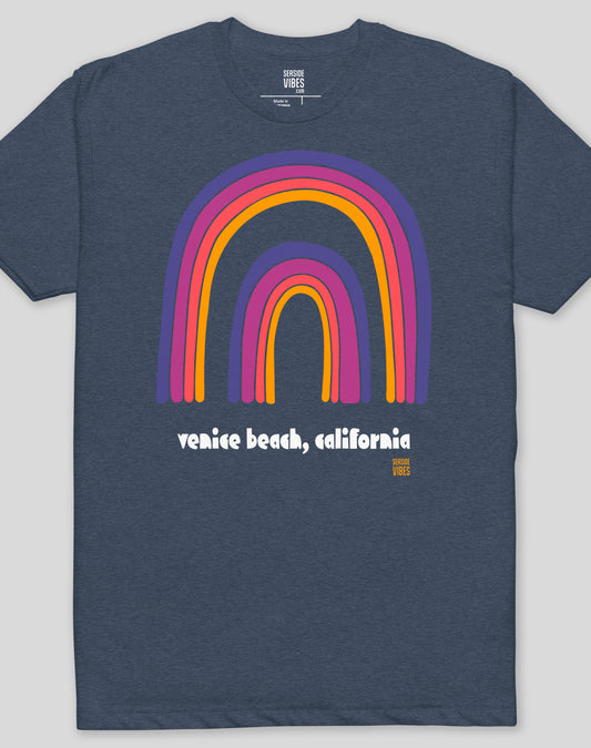Venice Beach Double Rainbow Tee - Cotton Blend | Midnight Navy