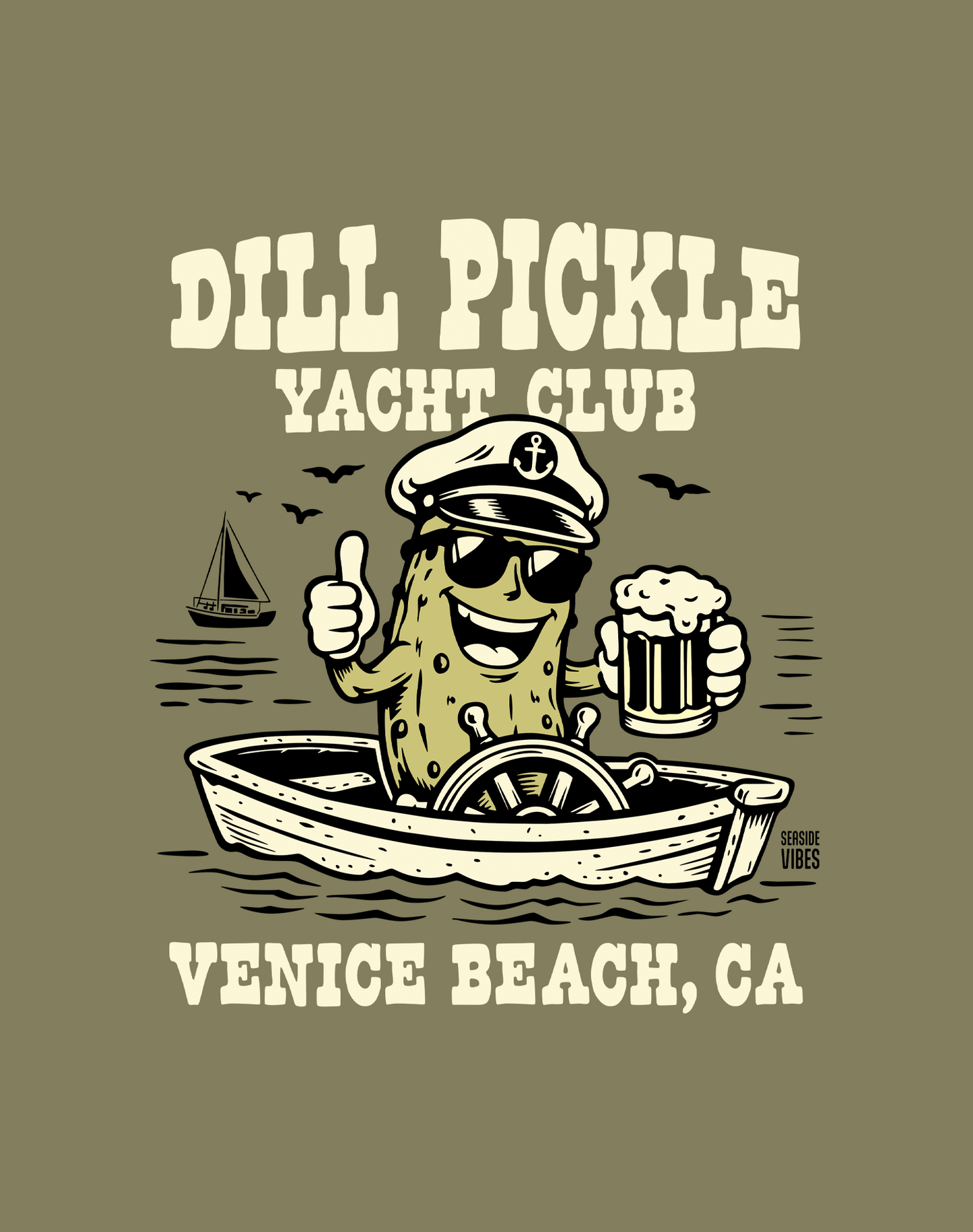 Venice Beach Dill Pickle Yacht Club Tee - Cotton Blend | Military Green