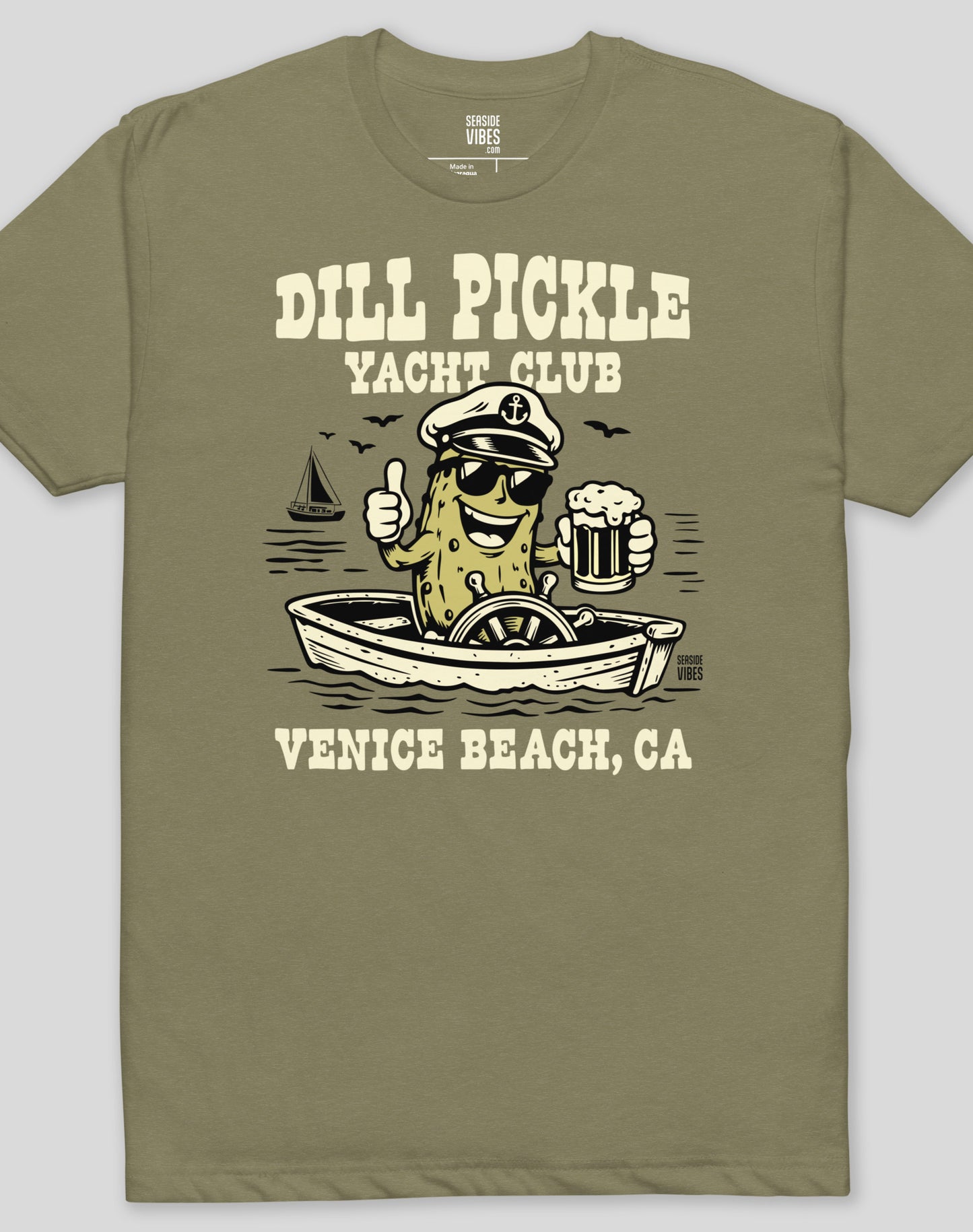 Venice Beach Dill Pickle Yacht Club Tee - Cotton Blend | Military Green