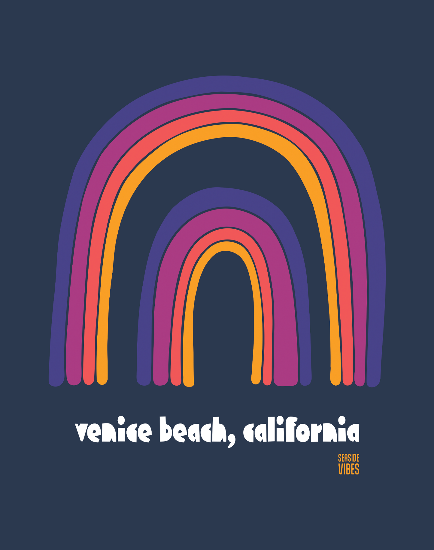 Venice Beach Double Rainbow Tee - Cotton Blend | Midnight Navy
