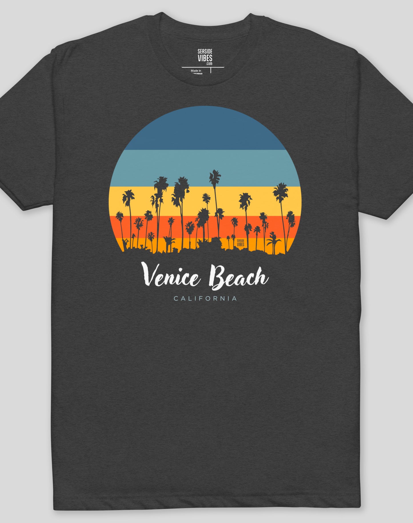 Venice Beach Sunset Tee - Cotton Blend | Charcoal