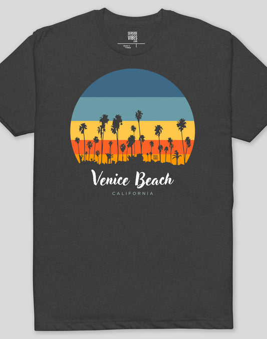 Venice Beach Sunset Tee - Cotton Blend | Charcoal
