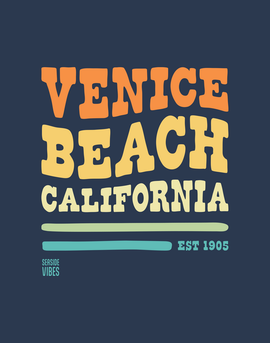 Venice Beach Vibes Tee - Cotton Blend | Midnight Navy