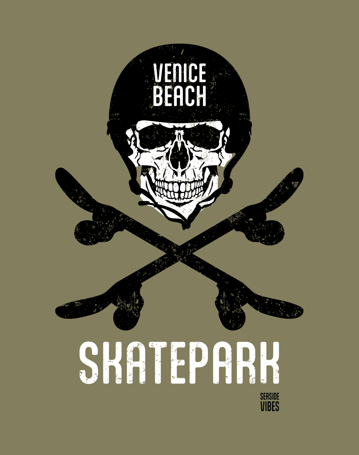 Venice Beach Sk8 or Die Tee - Cotton Blend | Military Green