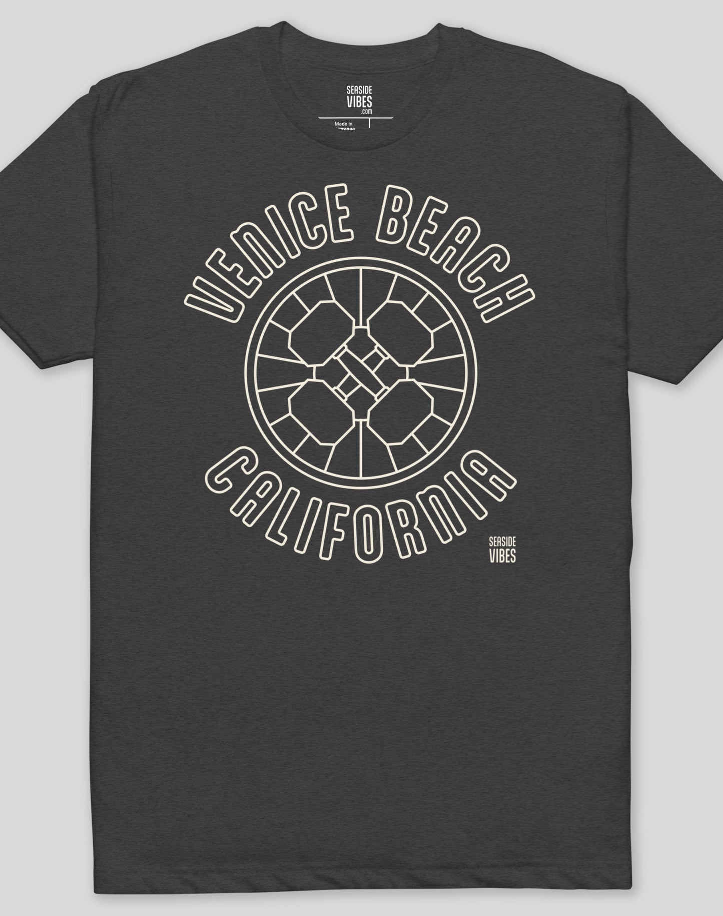 Muscle Beach Sunset Tee - Cotton Blend | Charcoal