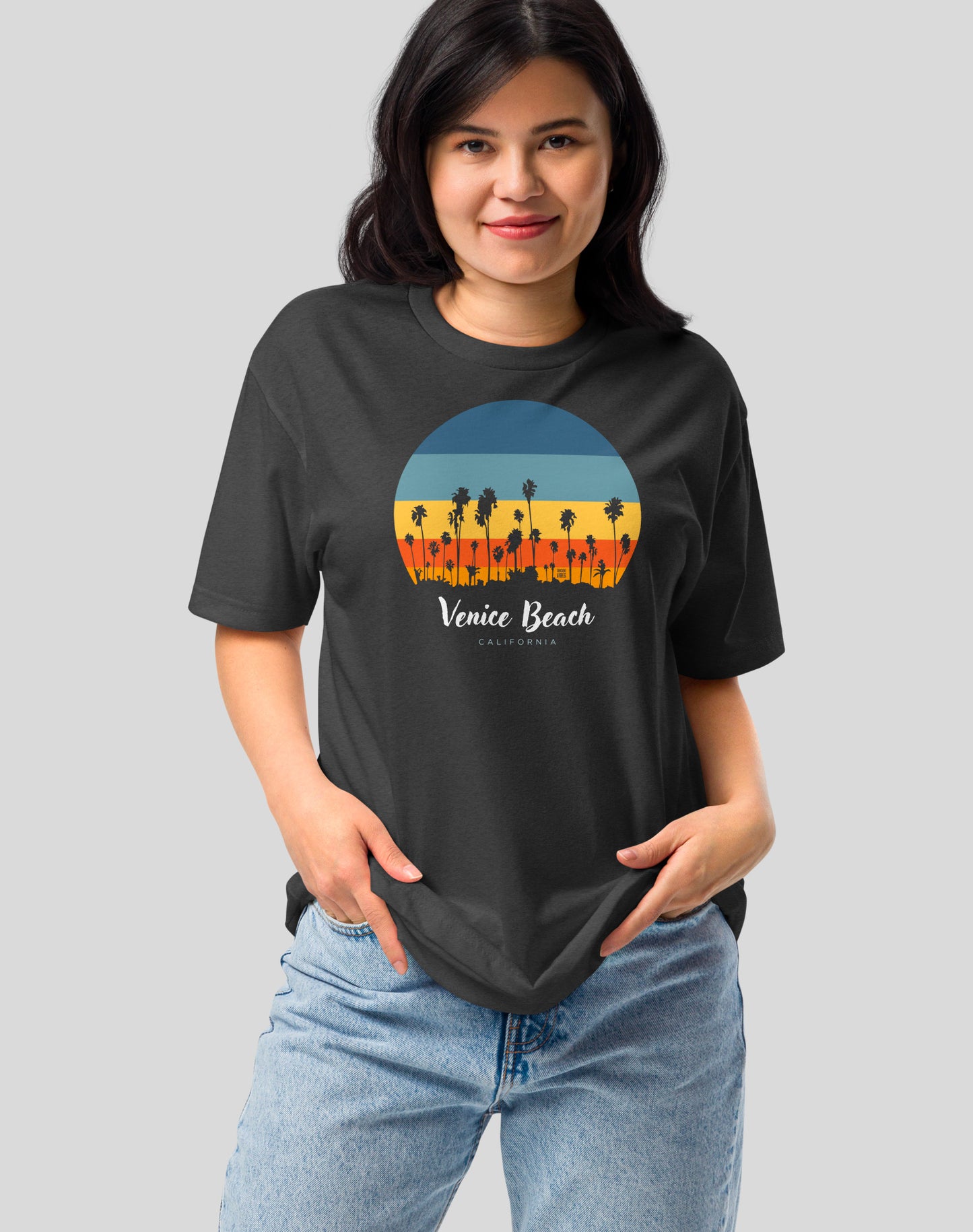 Venice Beach Sunset Tee - Cotton Blend | Charcoal