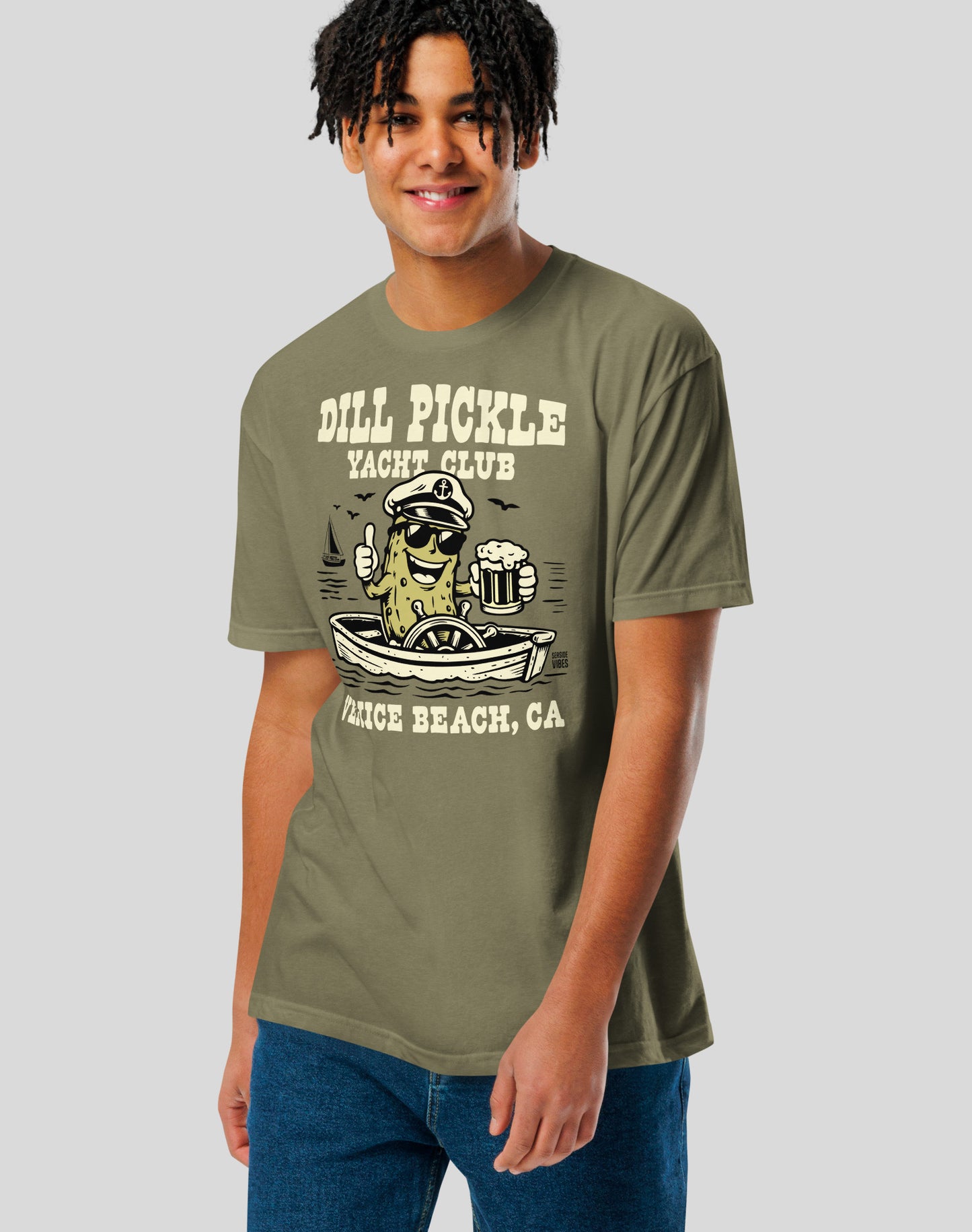 Venice Beach Dill Pickle Yacht Club Tee - Cotton Blend | Military Green