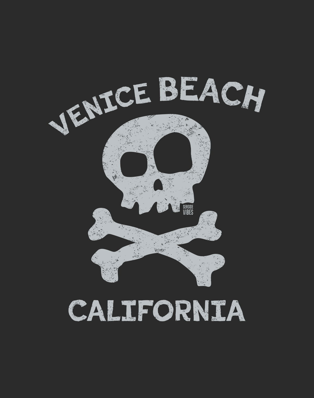 V-Neck: Venice Beach Skull & Bones Tee - Dark Grey Heather