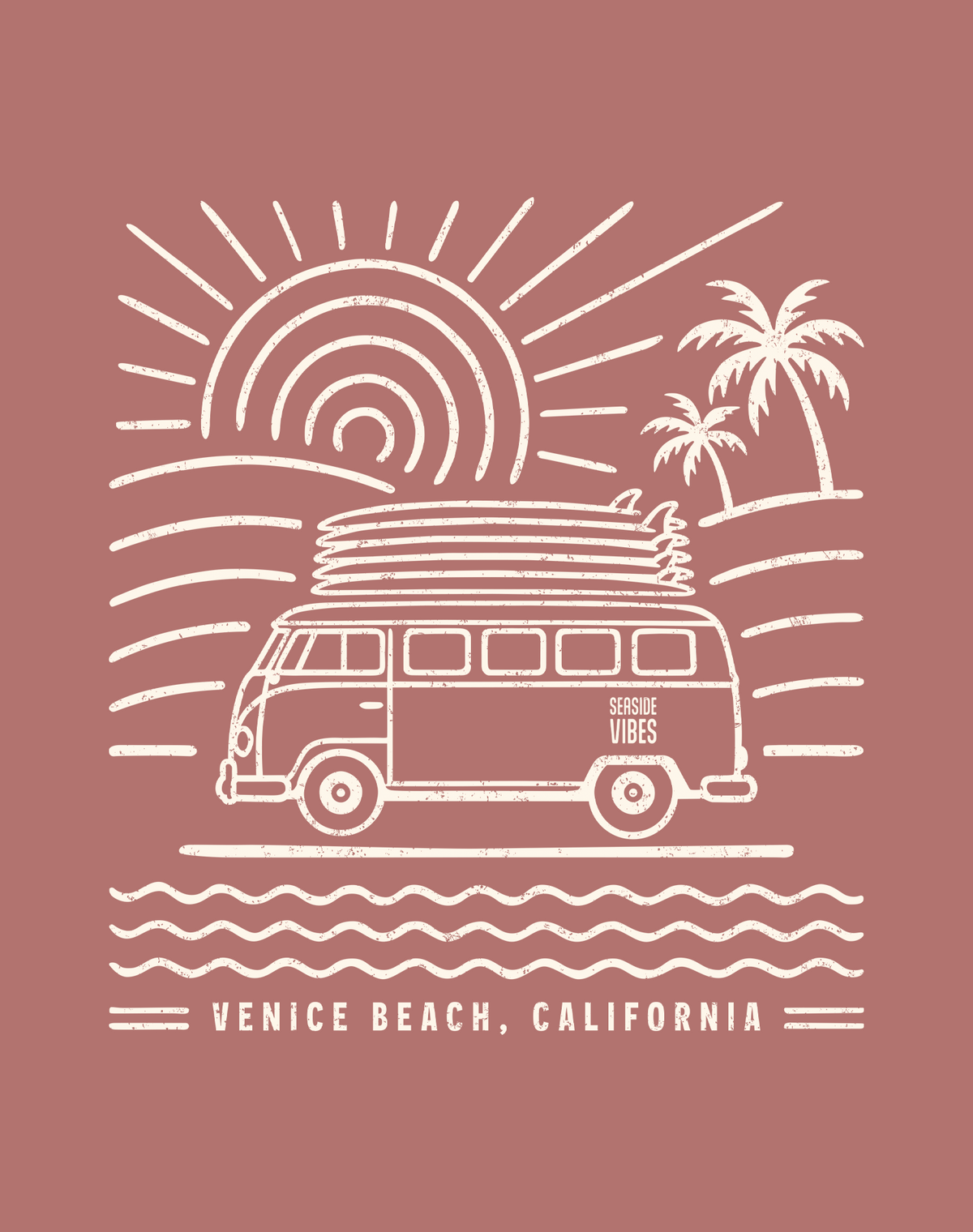 V-Neck: Venice Beach Endless Summer Tee | Heather Mauve