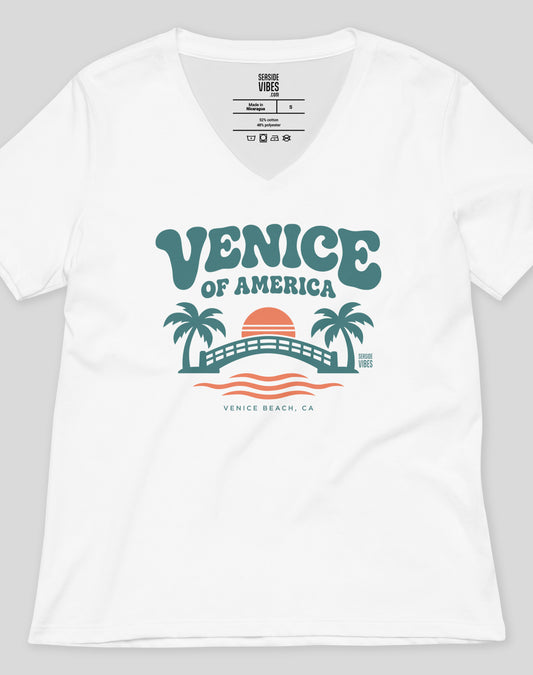 V-Neck: Venice of America Tee - White