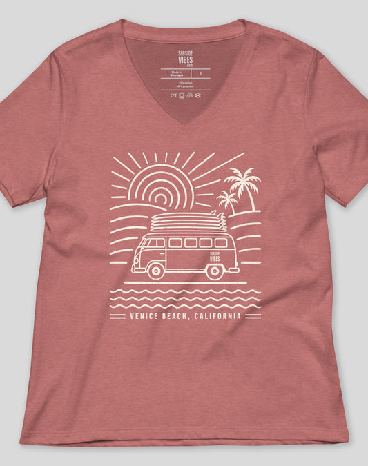 V-Neck: Venice Beach Endless Summer Tee | Heather Mauve