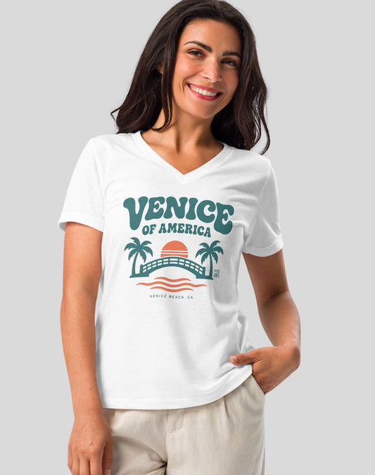 V-Neck: Venice of America Tee - White