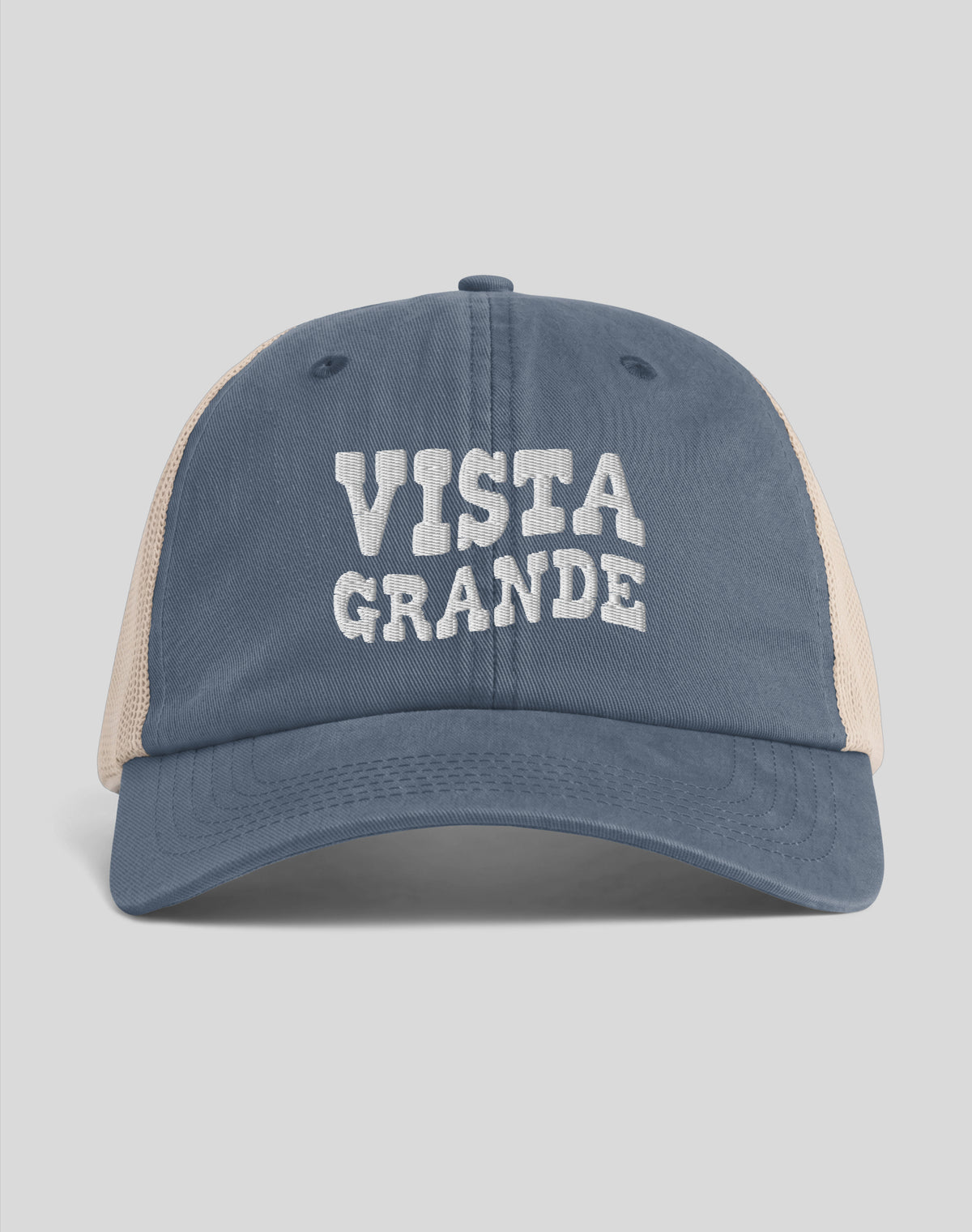 Vista Grande Elementary Sunwashed Trucker Hat | Denim/Tan