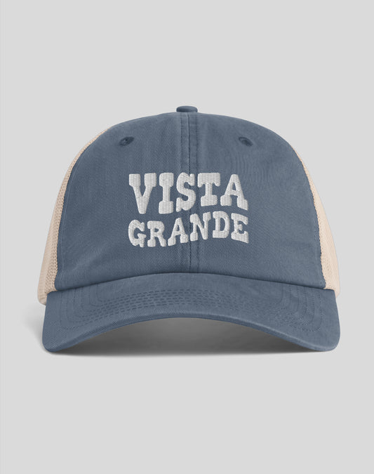 Vista Grande Elementary Sunwashed Trucker Hat | Denim/Tan