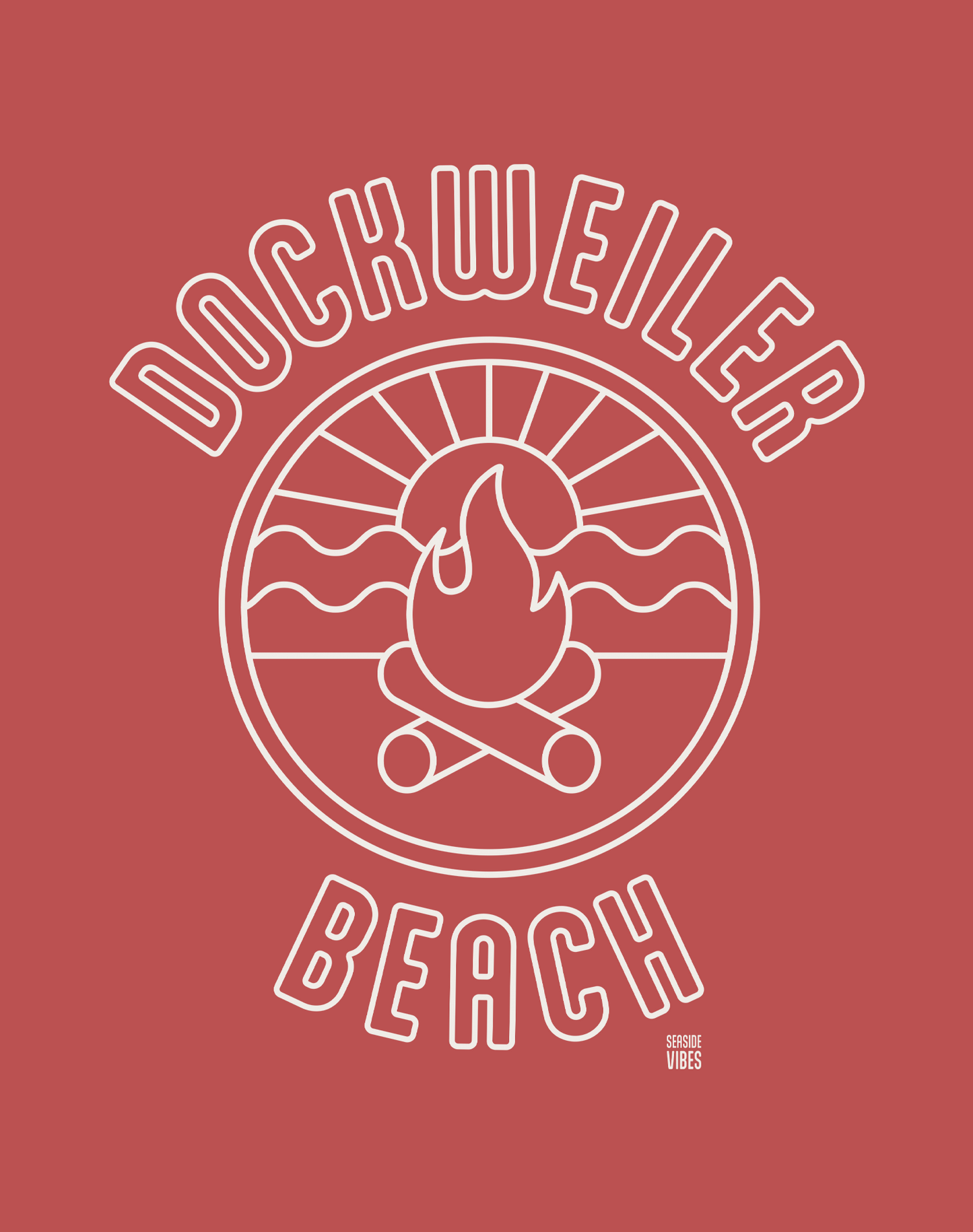 Unisex: Dockweiler Beach Sunset Tee - 100% Cotton | Crimson
