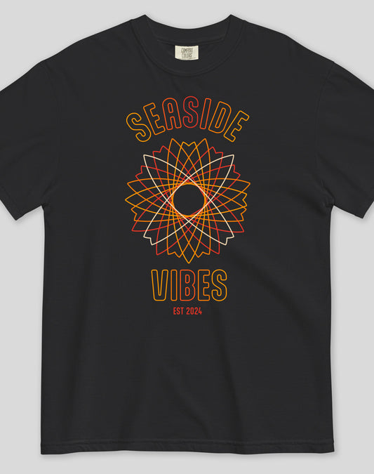 Unisex: Seaside Vibes Electric Surf Tee - 100% Cotton | Black