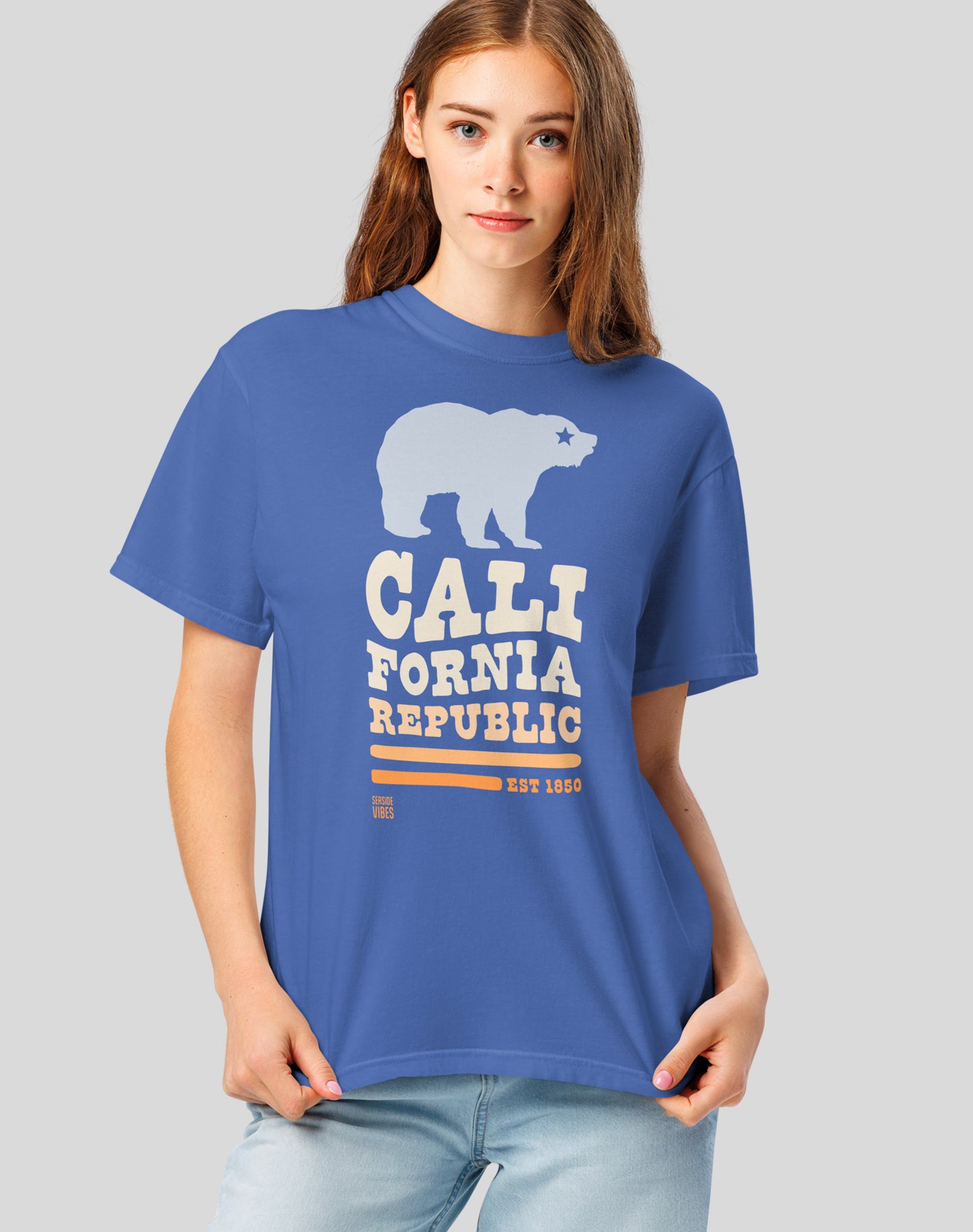 Unisex: California Republic Tee - 100% Cotton | Mystic Blue
