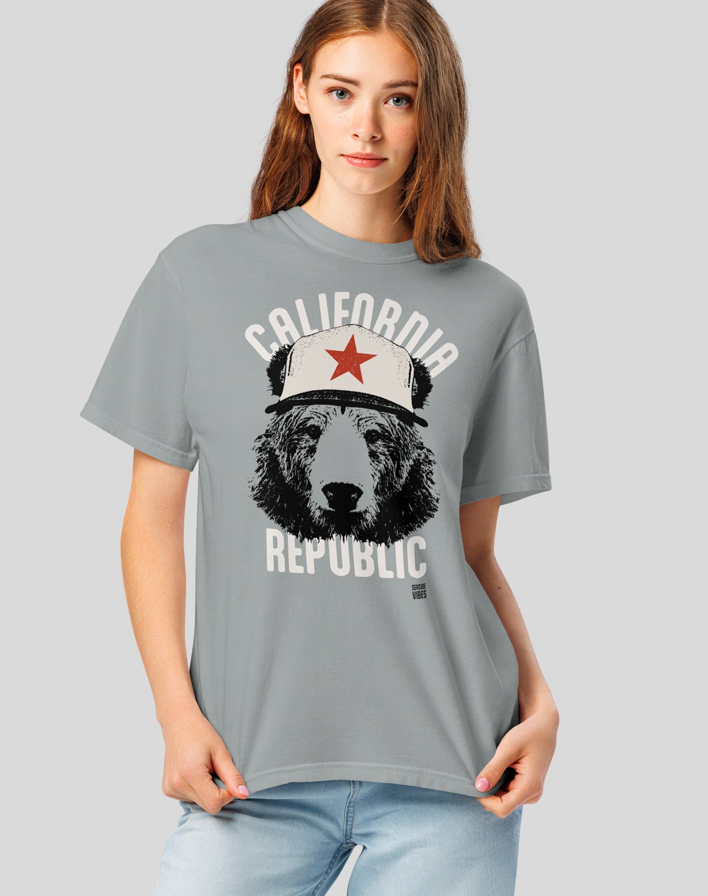 Unisex: California Republic AF Tee - 100% Cotton | Granite