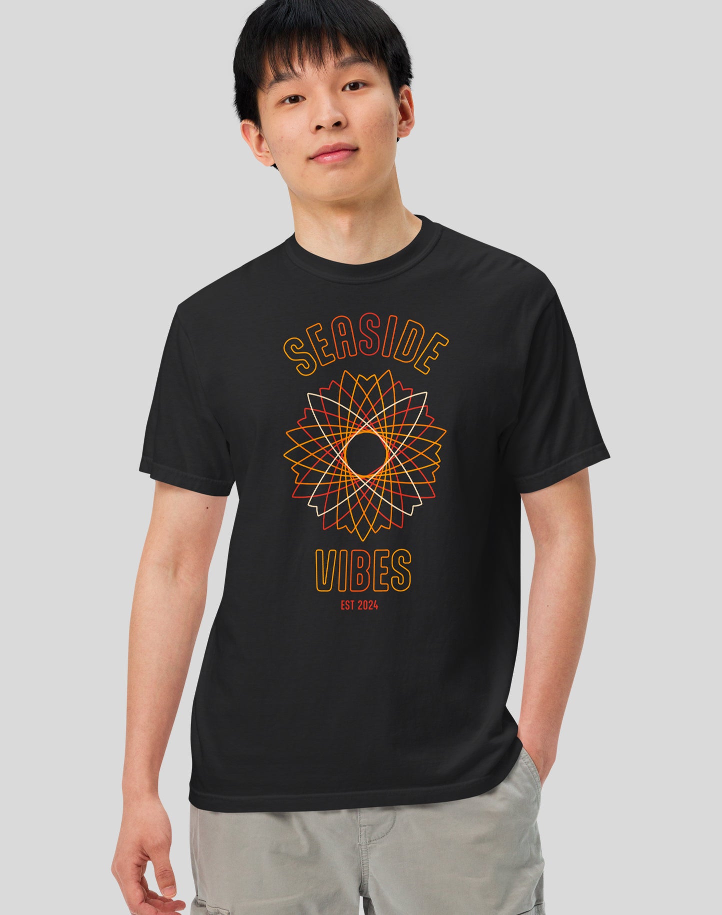 Unisex: Seaside Vibes Electric Surf Tee - 100% Cotton | Black