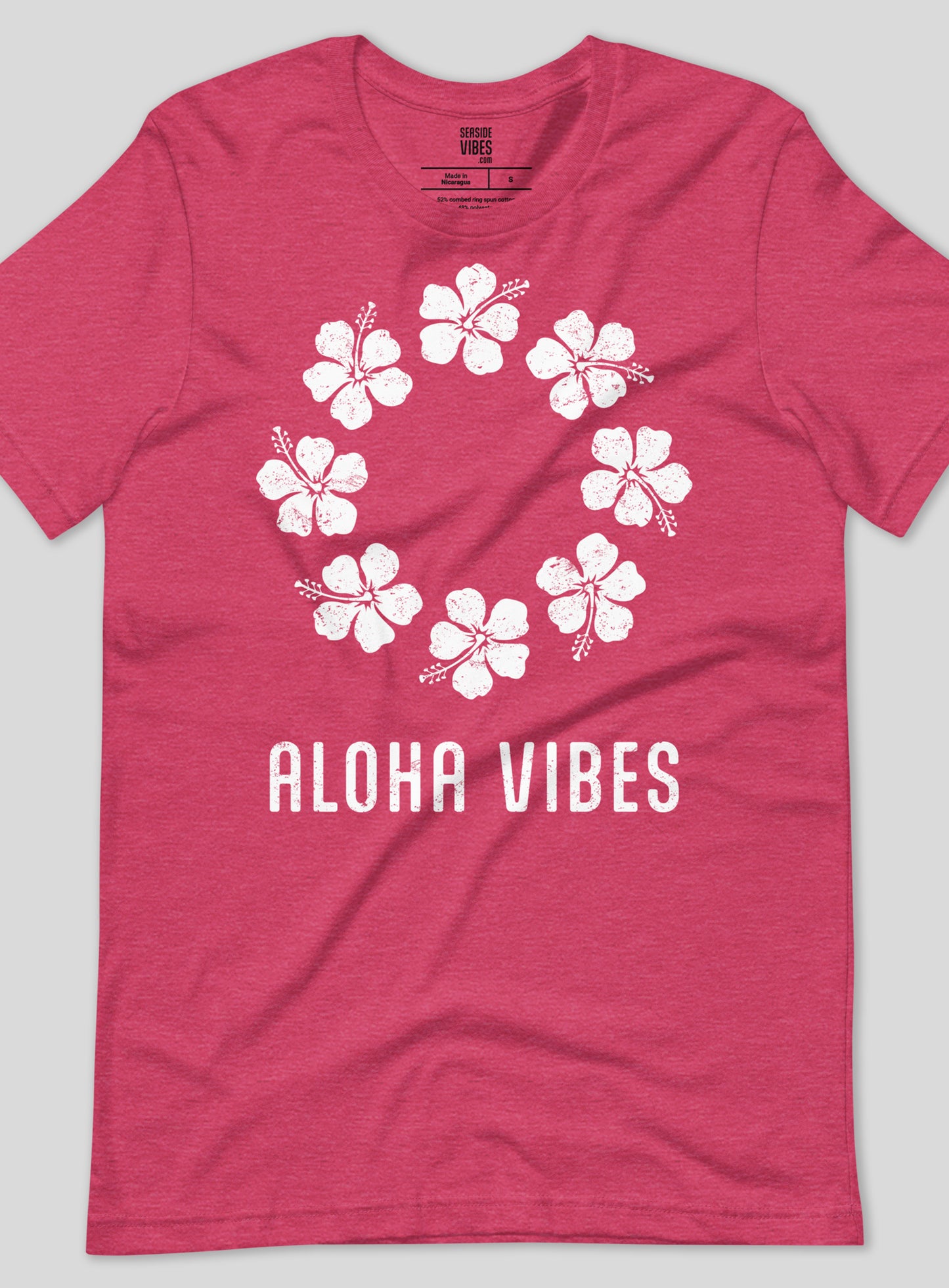 Unisex: Aloha Vibes Tee - Heather Raspberry