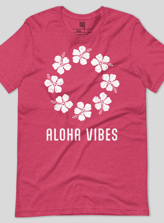 Unisex: Aloha Vibes Tee - Heather Raspberry