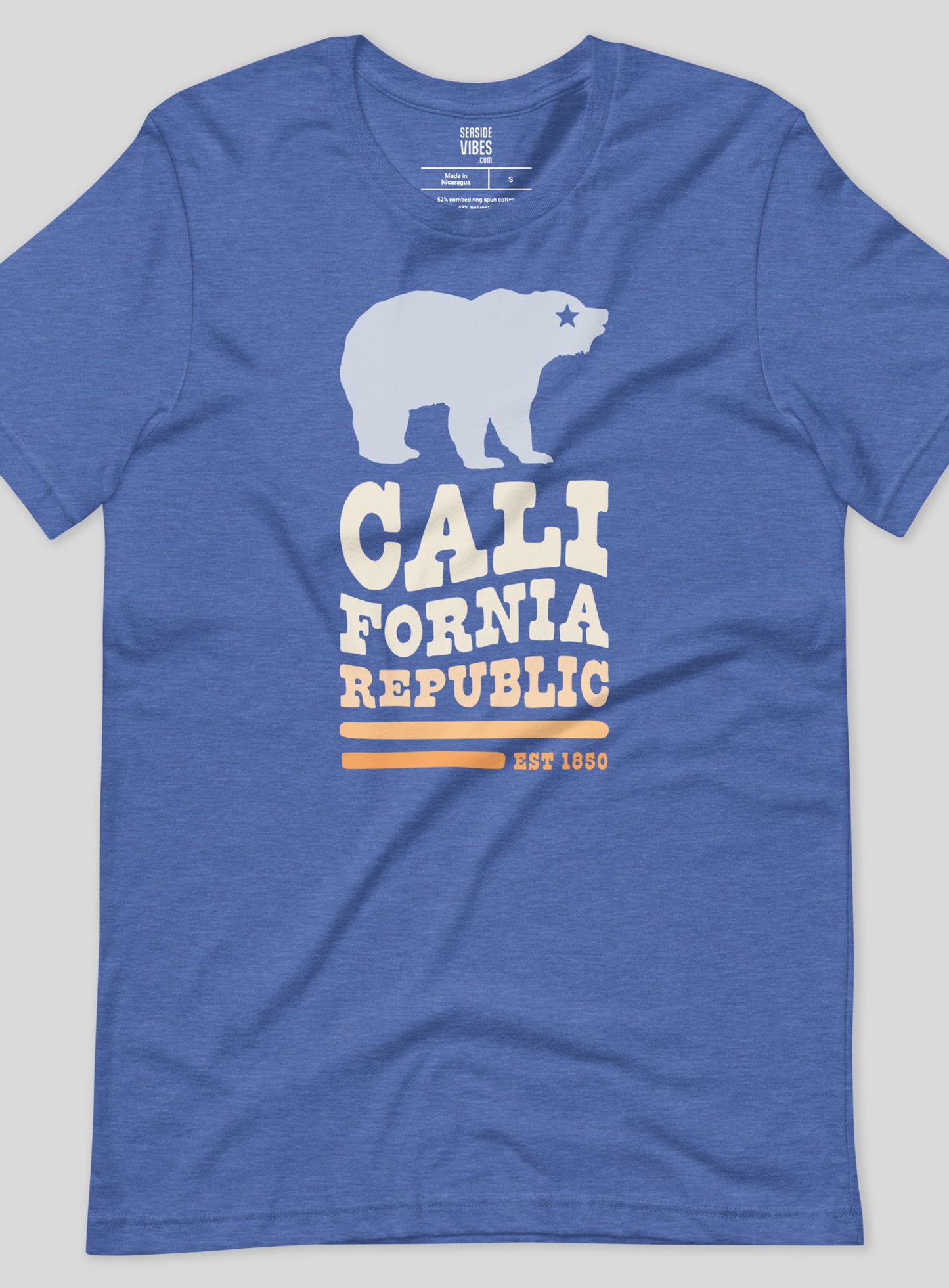 Unisex: California Republic Tee - Heather True Royal