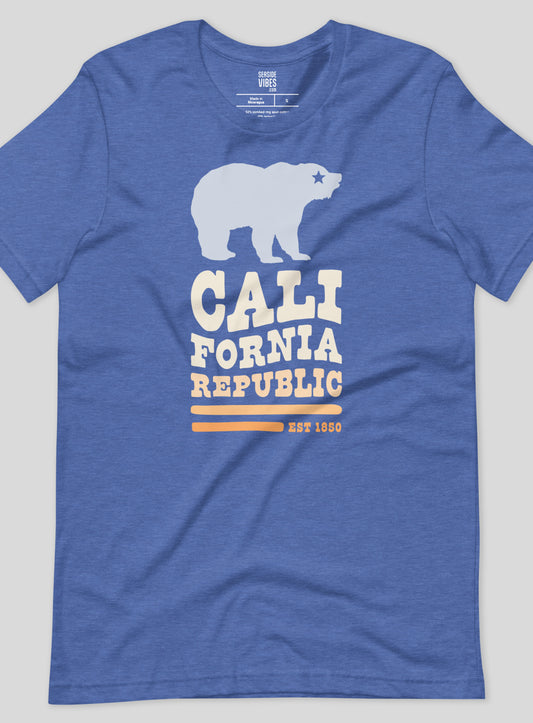Unisex: California Republic Tee - Heather True Royal