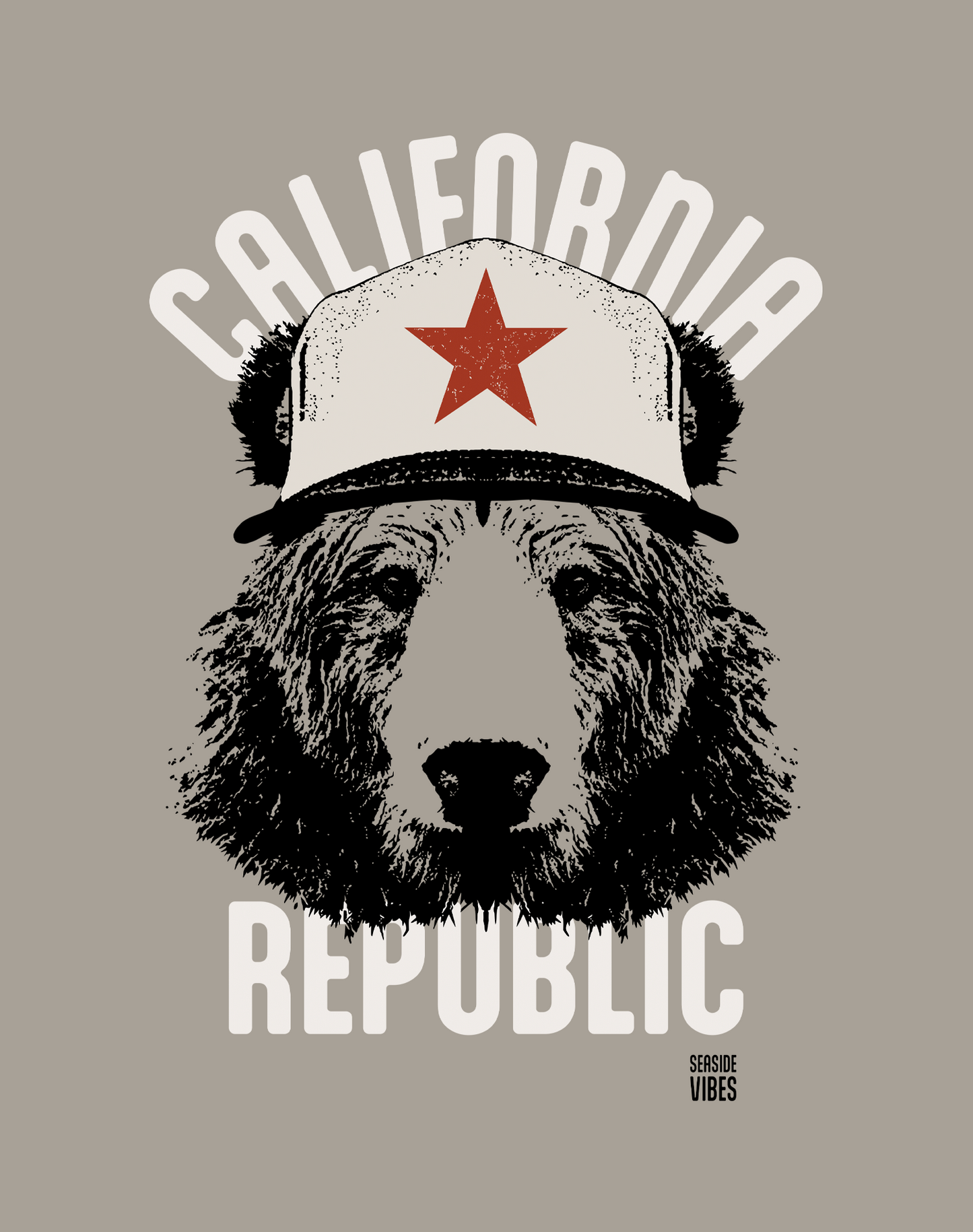 California Republic AF Bear Tee - Cotton Blend | Stone Grey