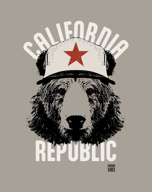 California Republic AF Bear Tee - Cotton Blend | Stone Grey