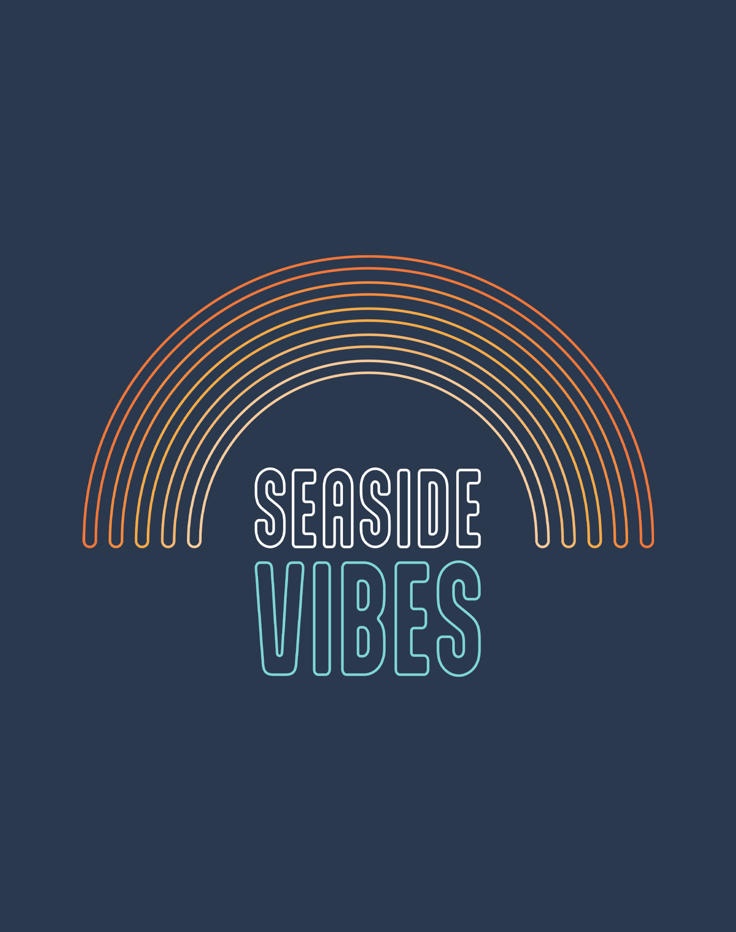 Seaside Vibes Logo Tee - Cotton Blend | Midnight Navy