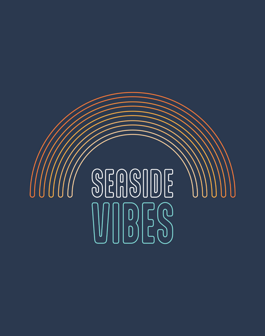 Seaside Vibes Logo Tee - Cotton Blend | Midnight Navy