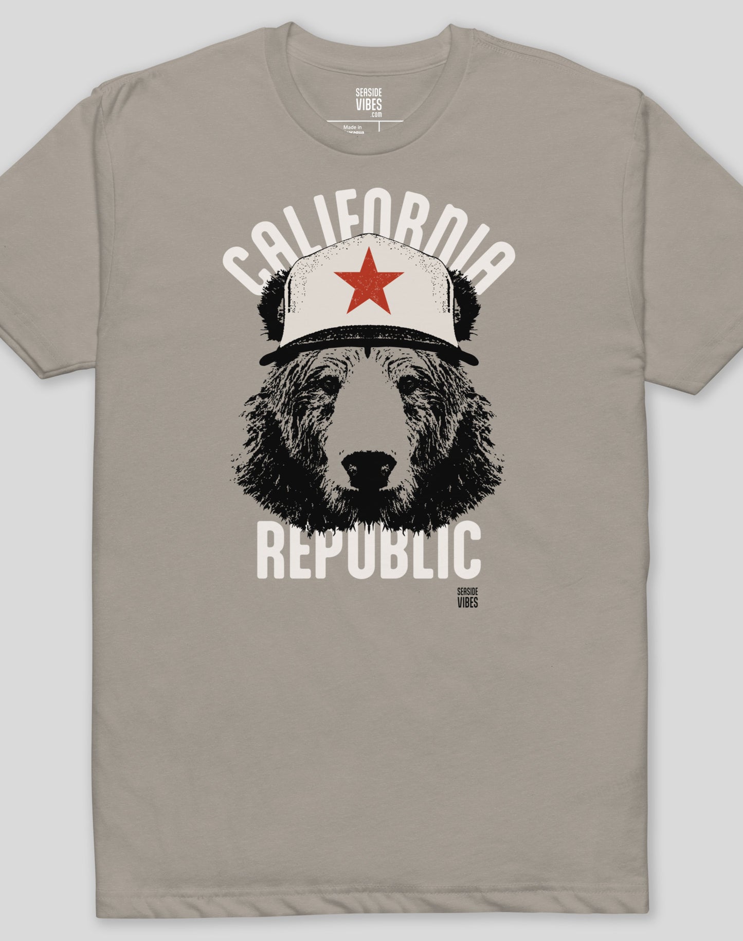 California Republic AF Bear Tee - Cotton Blend | Stone Grey