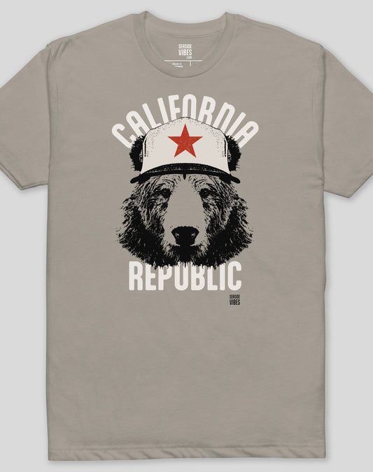 California Republic AF Bear Tee - Cotton Blend | Stone Grey