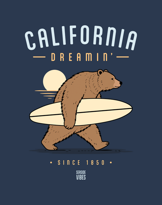 California Dreamin' Bear Tee - Cotton Blend | Midnight Navy